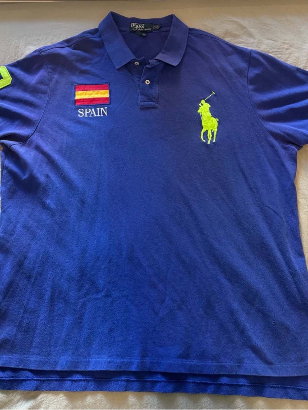 Vintage Polo Ralph Lauren Men's Blue Short Sleeve SPAIN Polo Shirt Size XXL